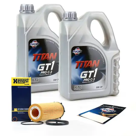 FUCHS Motor&ouml;l 5W30 8 Liter + HENGST &Ouml;lfilter f&uuml;r BMW 3er 5er X5 204/245/299 PS