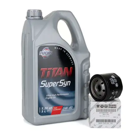FUCHS MOTOR&Ouml;L TITAN SuperSyn 5W-40 5L 5 Liter + ORIGINAL &Ouml;lfilter 46808398