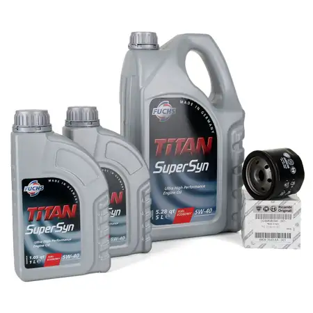 FUCHS MOTOR&Ouml;L TITAN SuperSyn 5W-40 7L 7 Liter + ORIGINAL &Ouml;lfilter 46808398