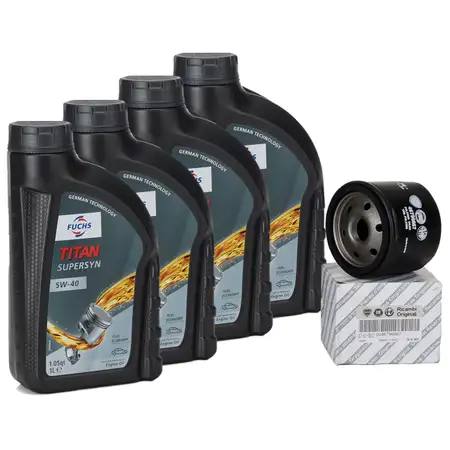 FUCHS MOTOR&Ouml;L TITAN SuperSyn 5W40 4 Liter 4L + ORIGINAL &Ouml;lfilter 46796687