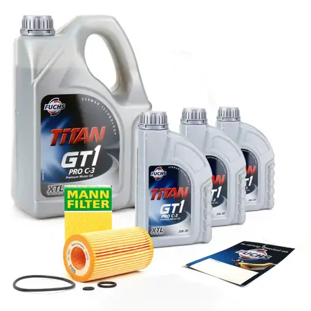 FUCHS Motor&ouml;l 5W30 7L + MANN &Ouml;lfilter f&uuml;r MERCEDES W203 W210 W211 200/220/270CDI
