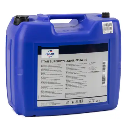 FUCHS MOTOR&Ouml;L TITAN SuperSyn Longlife 0W-40 ACEA A3/B4 FORD M2C937-A - 20 Liter