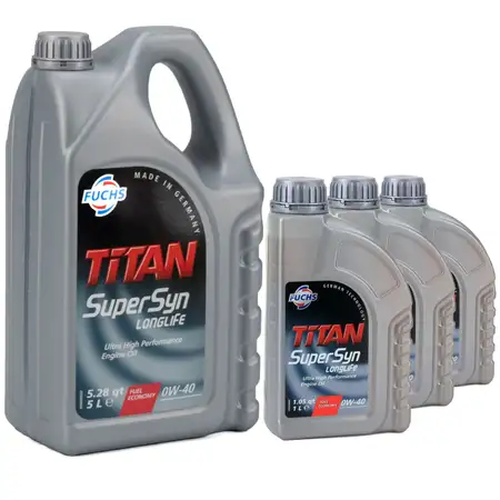 FUCHS MOTOR&Ouml;L TITAN SuperSyn Longlife 0W-40 ACEA A3/B4 FORD M2C937-A 8L 8 Liter