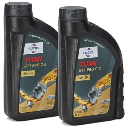 FUCHS MOTOR&Ouml;L TITAN GT1 Pro C-3 5W30 5W-30 VW 504.00 507.00 MB 229.51 2L 2 Liter