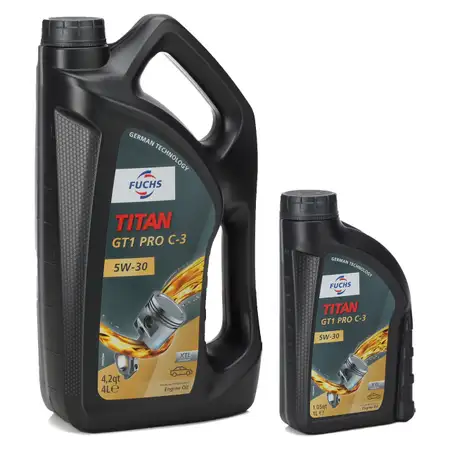 FUCHS MOTOR&Ouml;L TITAN GT1 Pro C-3 5W30 5W-30 VW 504.00 507.00 MB 229.51 5L 5 Liter