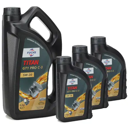 FUCHS MOTOR&Ouml;L TITAN GT1 Pro C-3 5W30 5W-30 VW 504.00 507.00 MB 229.51 7L 7 Liter