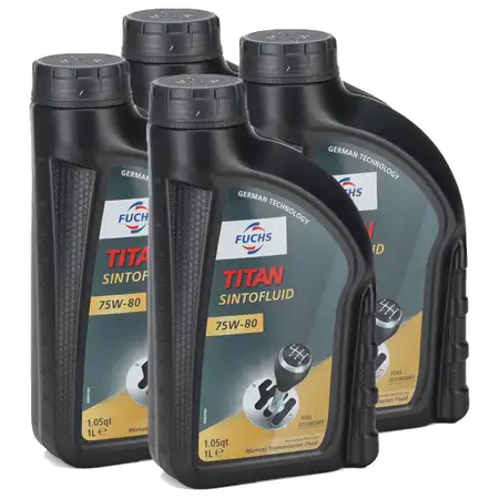 FUCHS Getriebe&ouml;l Schaltgetriebe&ouml;l TITAN Sintofluid SAE 75W-80 API GL-5 - 4 Liter