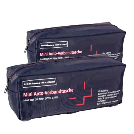 2x HOLTHAUS Verbandstasche Verbandtasche f&uuml;r MINI BLAU Erste Hilfe (MHD 01.2024)