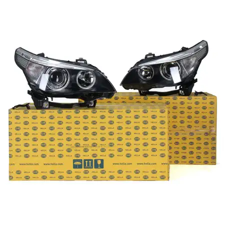 2x HELLA Hauptscheinwerfer + Stellmotor BI-XENON f&uuml;r BMW 5er E60 E61 bis 02.2005