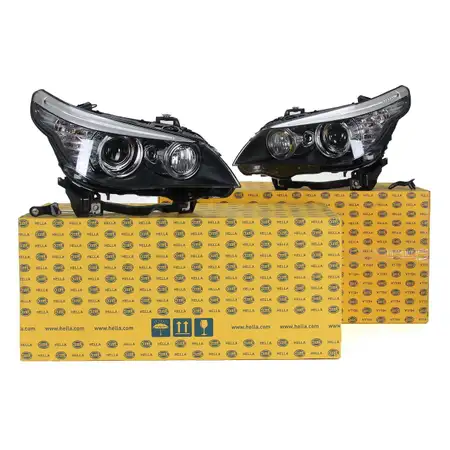 2x HELLA Hauptscheinwerfer + Stellmotor BI-XENON BMW E60 E61 ab 04.2007 mit Kurvenlicht