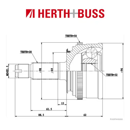 HERTH+BUSS JAKOPARTS Gelenksatz f&uuml;r HONDA ACCORD VI SHUTTLE (RA) vorne RADSEITIG