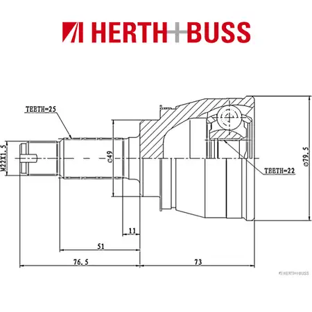 HERTH+BUSS JAKOPARTS Gelenksatz Antriebswelle SUZUKI SWIFT II vorne RADSEITIG