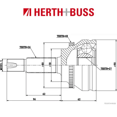 HERTH+BUSS JAKOPARTS Antriebswelle TOYOTA AVENSIS VERSO vorne links RADSEITIG