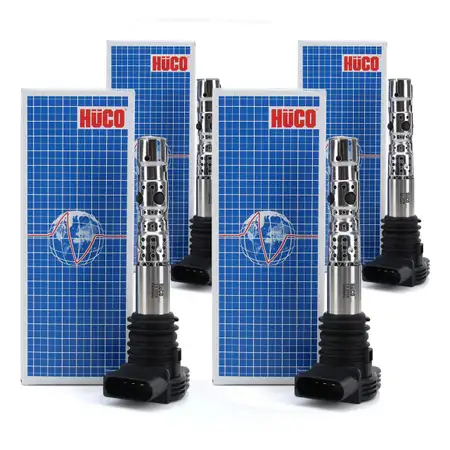 4x H&Uuml;CO Z&uuml;ndspule + Kerzenstecker f&uuml;r Audi Seat Skoda VW 1.8T 2.7T 06A905115D