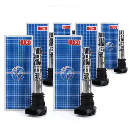6x H&Uuml;CO Z&uuml;ndspule + Kerzenstecker f&uuml;r Audi Seat Skoda VW 1.8T 2.7T 06A905115D