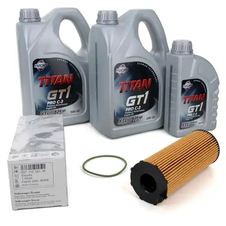FUCHS MOTOR&Ouml;L GT1 PRO C-3 5W-30 9 Liter 9L + ORIGINAL AUDI &Ouml;LFILTER 057115561M