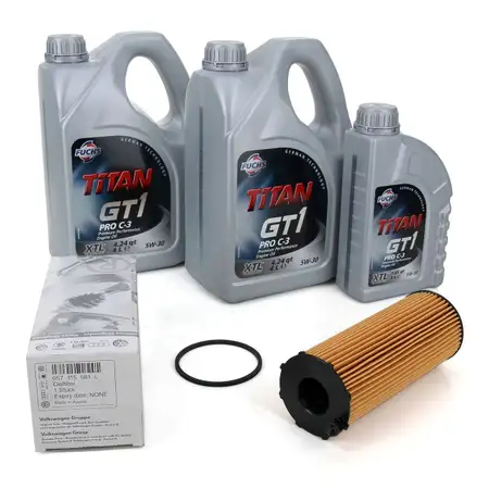 FUCHS MOTOR&Ouml;L GT1 PRO C-3 5W-30 9 Liter 9L + ORIGINAL AUDI &Ouml;LFILTER 057115561L