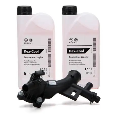 Wasserflansch + 2L ORIGINAL f&uuml;r Opel K&uuml;hlerfrostschutz DEX-COOL 1.4 120-150 PS