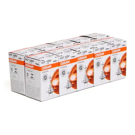 10x OSRAM Halogenlampe Gl&uuml;hlampe H7 LONGLIFE 12V 55W PX26d 64210L