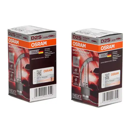 2x OSRAM Gl&uuml;hlampe D2S NIGHT BREAKER LASER 85V 35W P32d-2 next Generation +200%