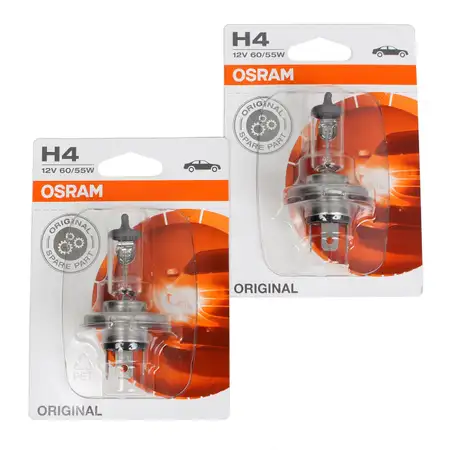 2x OSRAM Halogenlampe H4 ORIGINAL LINE 12V 60/55W P43t 64193-01B