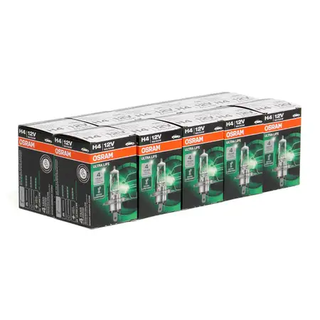 10x OSRAM Lampe Halogenlampe Gl&uuml;hlampe H4 ULTRA LIFE 12V 55/60W P43t 64193ULT