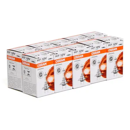 10x OSRAM Lampe Halogenlampe Gl&uuml;hlampe H7 ORIGINAL LINE 12V 55W PX26d 64210