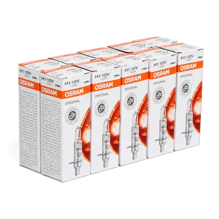 10x OSRAM Lampe Halogenlampe Gl&uuml;hlampe H1 ORIGINAL LINE 12V 55W P14,5s 64150