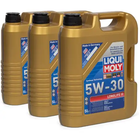 LIQUI MOLY 20647 Motor&ouml;l &Ouml;l 5W30 LONGLIFE III VW 504/507.00 LL04 MB 229.51 - 15L