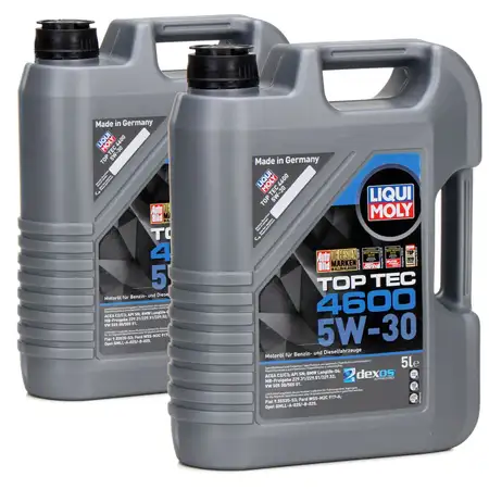 LIQUI MOLY Motor&ouml;l 5W30 TOP TEC 4600 10L 10 Liter ACEA C3 API SN/SF ACEA A3/B4
