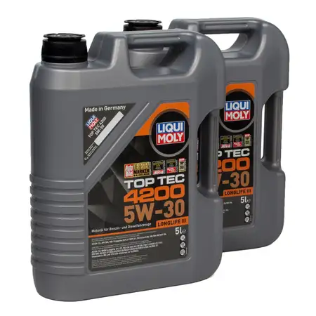 LIQUI MOLY 10L 10 Liter Motor&ouml;l &Ouml;l TOP TEC 4200 5W30 5W-30 3707 VW 504.00 507.00