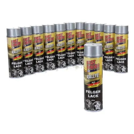 12x 500 ml FAST FINISH Rallye Felgenlack Felgenfarbe Silber Spraydose 292842