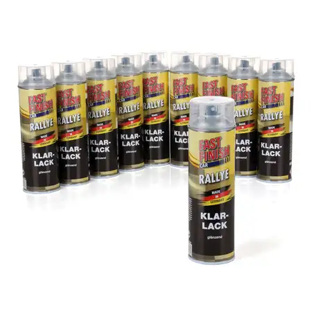 10x 500 ml FAST FINISH Car Rallye Klarlack Lackspray gl&auml;nzend Spraydose 292859