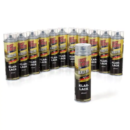 12x 500 ml FAST FINISH Car Rallye Klarlack Lackspray gl&auml;nzend Spraydose 292859