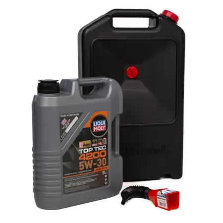 LIQUI MOLY Motor&ouml;l &Ouml;l TOP TEC 4200 5W-30 - 5 Liter + Trichter + Auffangwanne