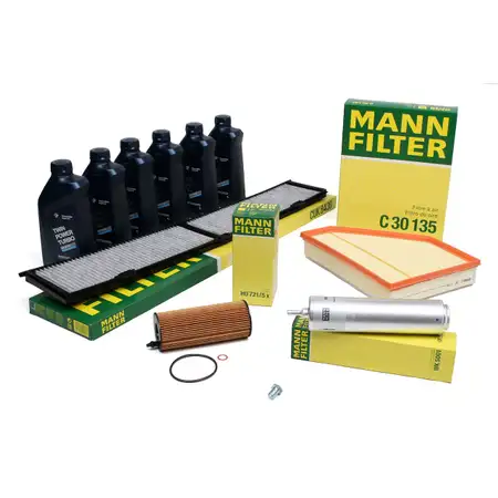 MANN Filterset + 6 L ORIGINAL BMW 5W30 Motor&ouml;l f&uuml;r E90-93 316-320d bis 01.2010