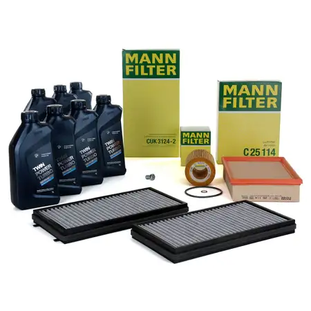 MANN Filterset + 7 L ORIGINAL BMW 5W30 Motor&ouml;l f&uuml;r 7er E65 E66 E67 730i 231 PS