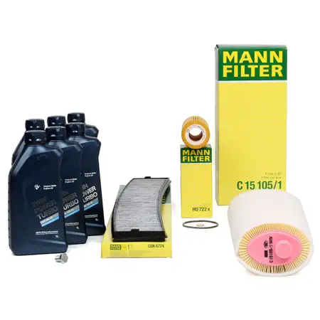 MANN Inspektionskit + 6 L ORIGINAL BMW 5W30 Motor&ouml;l 3er E46 318/320d X3 E83 2.0d