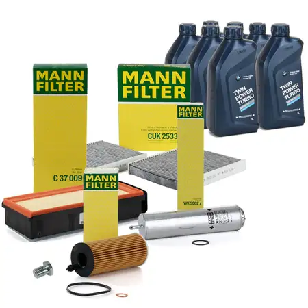 MANN Inspektionskit + 7 L ORIGINAL BMW 5W30 Motor&ouml;l 5er F10 F11 F07 530d 535d