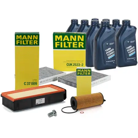 MANN Inspektionskit + 8 L ORIGINAL BMW 5W30 Motor&ouml;l f&uuml;r 5er F10 F11 M550d xDrive