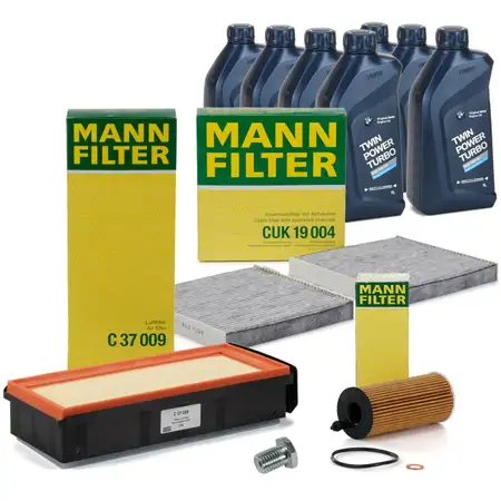 MANN Inspektionskit + 7 L ORIGINAL BMW 5W30 Motor&ouml;l f&uuml;r X3 F25 X4 F26 30d 35d