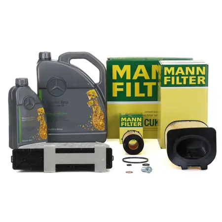 MANN Inspektionskit + 6 L ORIGINAL Mercedes 5W30 Motor&ouml;l C-KLASSE S204 C180