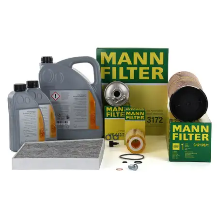 MANN Inspektionskit + 7 L ORIGINAL Mercedes 5W30 Motor&ouml;l W211 S211 E220/270CDI
