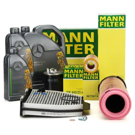 MANN Filterset + 7L ORIGINAL Mercedes-Benz 5W30 Motor&ouml;l f&uuml;r W204 C200/220CDI