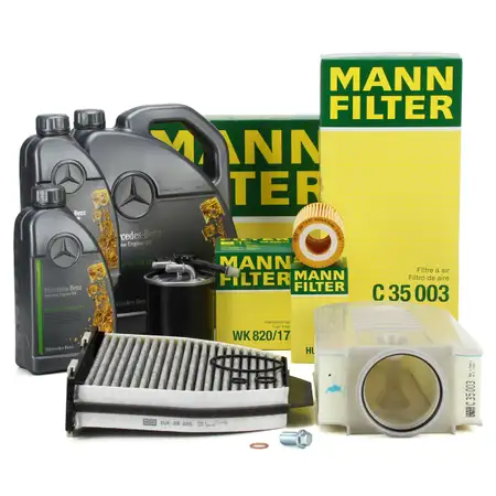 MANN Filterset + 7L ORIGINAL Mercedes-Benz 5W30 Motor&ouml;l f&uuml;r W204 C218 W212 X204