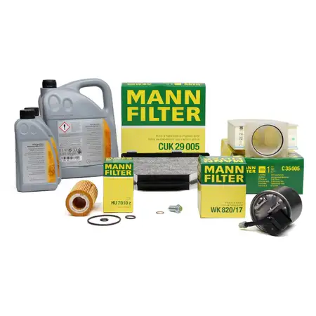 MANN Filterset + 7L ORIGINAL Mercedes-Benz 5W30 Motor&ouml;l f&uuml;r W204 C218 W212 X204