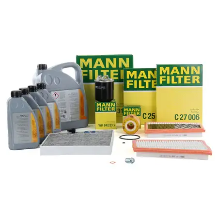 MANN Inspektionskit + 9 L ORIGINAL Mercedes 5W30 Motor&ouml;l E-KLASSE W211 E280CDI
