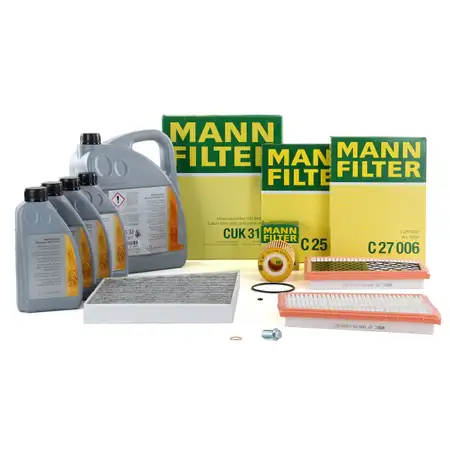 MANN Inspektionskit + 9 L ORIGINAL Mercedes 5W30 Motor&ouml;l E-KLASSE W211 E280CDI