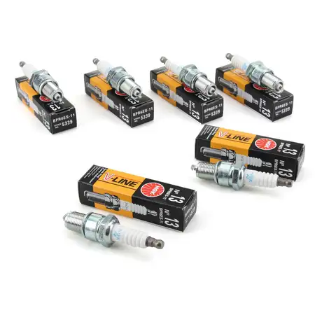 6x NGK Z&uuml;ndkerze V-Line 13 5339 BPR6ES-11 f&uuml;r Hyundai Isuzu Kia Mazda