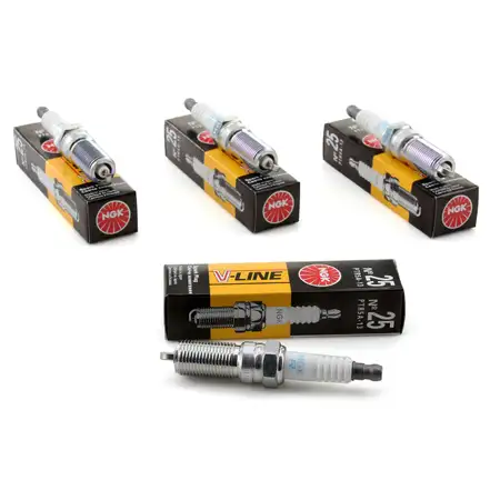 4x NGK Z&uuml;ndkerze V-Line 25 7586 PTR5A-13 f&uuml;r Chevrolet Ford Mazda Opel